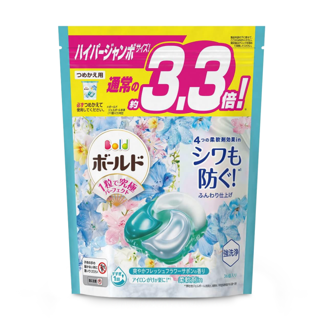 日本 最新款 P&G ARIEL 3.3倍 4D洗衣膠球補充包-黑色微香款 / 39顆入