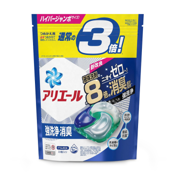 日本 最新款 P&G ARIEL 3倍 4D洗衣膠球補充包-藍色清香款 / 33顆入