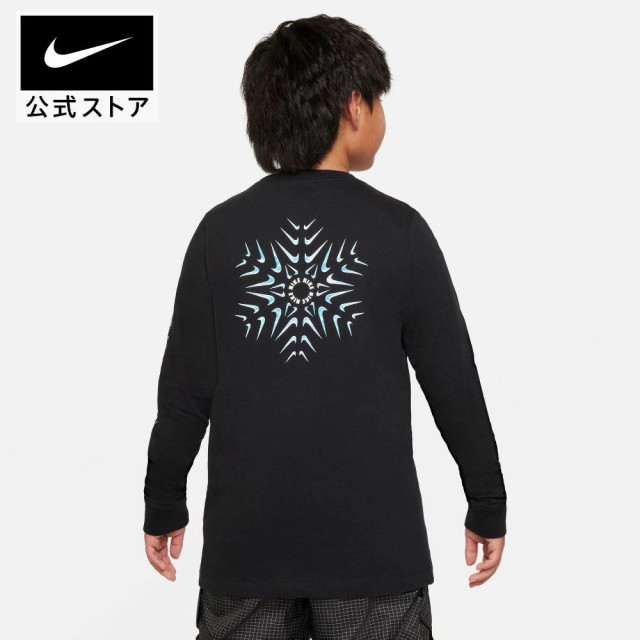 日本 NIKE字標 100%純棉 後雪花勾標 大童青年款 長袖棉TEE