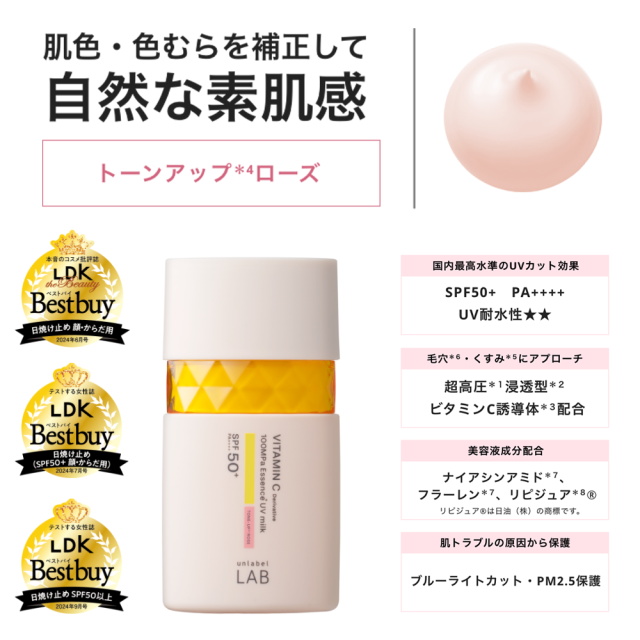 日本 Unlabel LAB 安博士 VitaminC  維他命C 保濕潤色美容防曬乳 / 50ml 