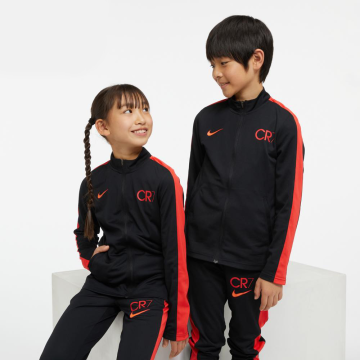 日本 Nike NEW CR7 Dri-FIT 吸濕排汗 大童青年款 黑紅長袖外套+運動褲 休閒套裝