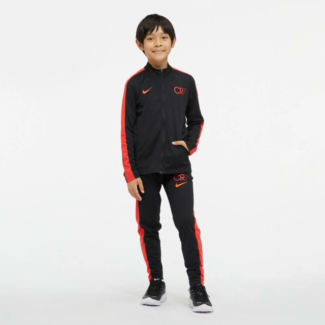 日本 Nike NEW CR7 Dri-FIT 吸濕排汗 大童青年款 黑紅長袖外套+運動褲 休閒套裝